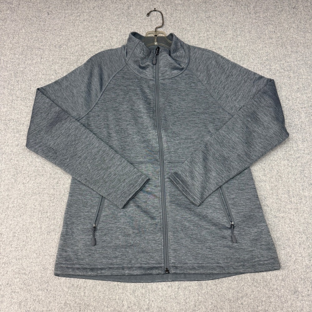 Kirkland Signature | Fleece Full Zip Jacket | Small | Gray | Space Dye Mock Neck
